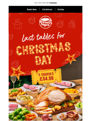 Brewers Fayre (United Kingdom) - Hurry, last tables remaining for Christmas Day 🎄