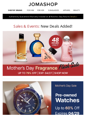 Jomadeals.com - MOTHER'S DAY FRAGRANCES • PRE-OWNED • BREITLING • DESIGNER GLASSES & MORE