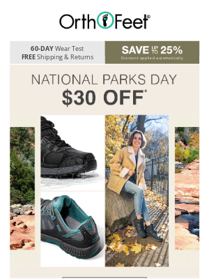 Orthofeet - $30 OFF for National Public Lands Day