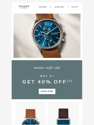 Skagen - buy 2+, get 40% off (ends soon)