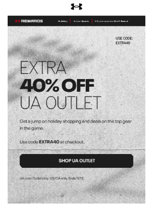 Under Armour - Extra 40% off UA Outlet—now or never.