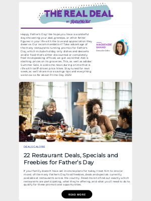 RetailMeNot - Father's Day Restaurant Deals 🍝 l Grocery Price Cuts 🛒 | Vacation Giveaway 🏝️
