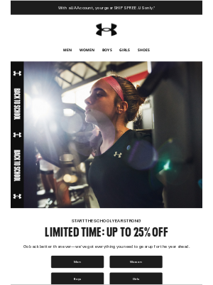 Under Armour - Up to 25% off back-to-school gear