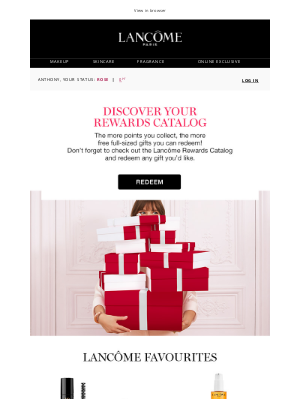 Lancome (Canada) - Pick your free gift from your Rewards Catalog! 🎀
