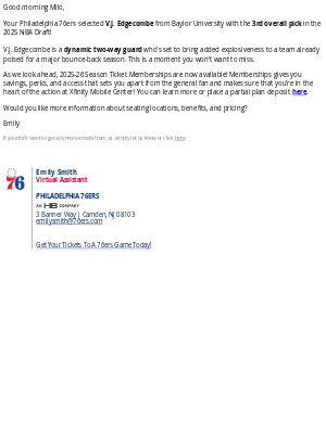 Philadelphia 76ers - Milo, Secure Your Seats for the 2025-26 Philadelphia 76ers Season!