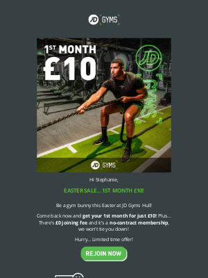 JD Gyms - Easter Sale 🐣 1st Month £10!