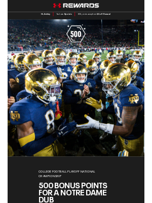 Under Armour - Get 500 points if Notre Dame wins The Natty