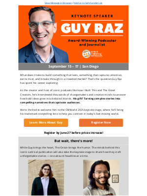 Content Marketing Institute - Guy Raz to keynote at Content Marketing World 2025
