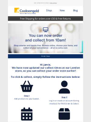 Cookson Gold (United Kingdom) - You can now collect your order from 10am!