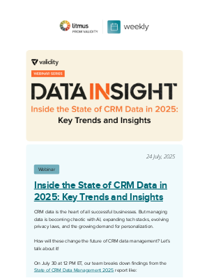 Litmus - State of CRM Data webinar, mountainous case study (literally), and more