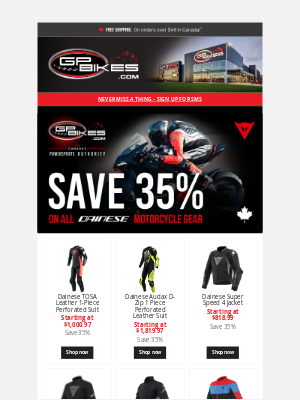 GP Bikes - 🚨 Save 35% on ALL Dainese Motorcycle Gear! – Hurry, Ends Soon!