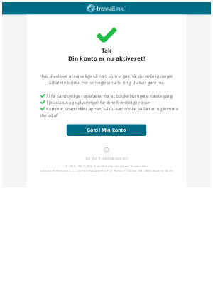 Travellink (Denmark) - Tak, fordi du tilmeldte dig hos Travellink