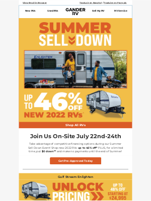 Gander Mountain - Up To 46% Off New 2022 RVs!