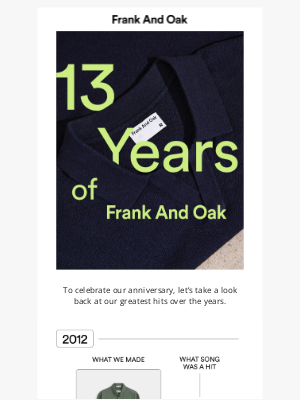 Frank and Oak - 13 Years of Frank And Oak