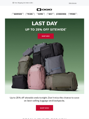 Ogio - Last Day to Shop up to 25% Off Sitewide