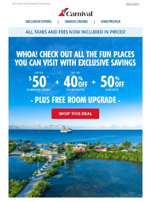 Carnival Cruise Line - Cruise to amazing places with amazing savings, Phyllis!