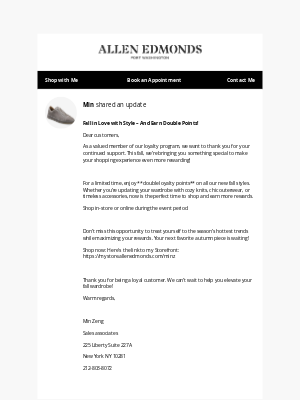 Allen Edmonds - Exclusive for You! Double Points on Fall Styles – Limited Time!