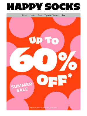 Happy Socks - The Sale Continues—Now Up to 60% OFF* New Styles Added!