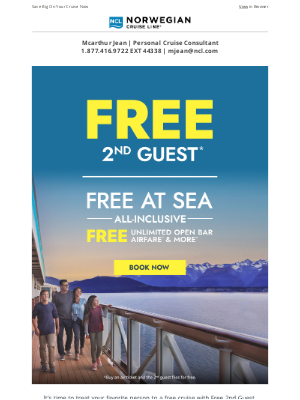 Norwegian Cruise Line - Just Arrived! Free 2nd Guest