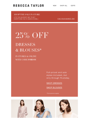 Rebecca Taylor - For You: 25% Off Dresses & Blouses