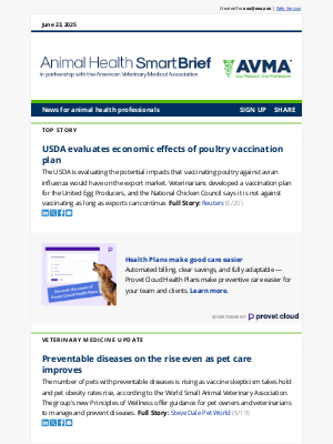 American Veterinary Medical Association (AVMA) - USDA evaluates economic effects of poultry vaccination plan