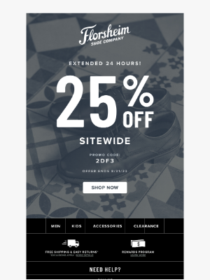 Florsheim Shoes - Surprise! 25% Off Extended One More Day 🎉