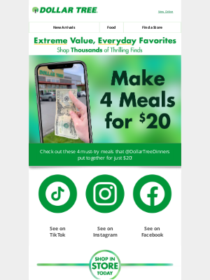Dollar Tree - Make 4 meals for $20?!?!