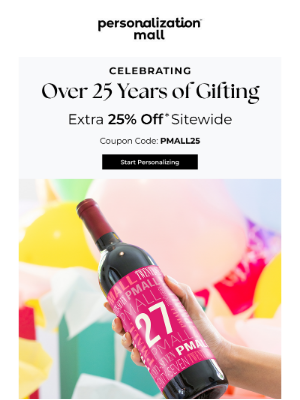 Personalization Mall - It's Our Anniversary! Let's Celebrate & Save