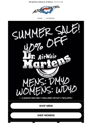 Atom Retro - 40% off Men's & Women's Dr Martens!