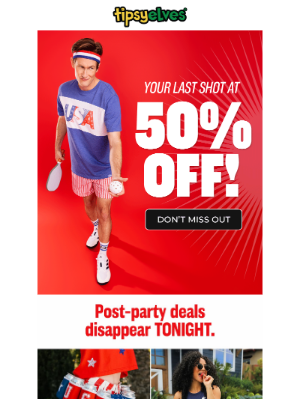Tipsy Elves - 🛒 Prime your cart: 50% off ends tonight!
