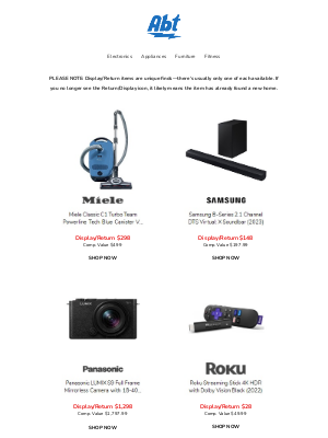 Abt Electronics - Save On Open Box & Floor Models