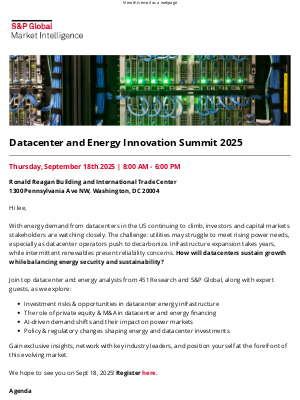 S&P Global - Datacenter and Energy Innovation Summit 2025