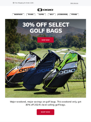 Ogio - This Weekend Only: 30% Off Select Golf Bags