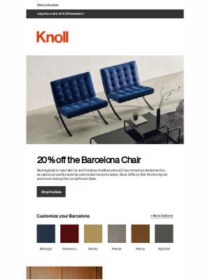 Knoll - The Barcelona Chair, now 20% off