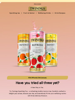 Twinings (United Kingdom) - Twinings Sparkling Tea - Which is your favourite? 🍊🍋🍓