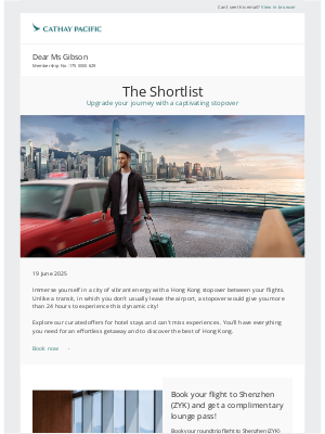 Cathay Pacific Airways - Hong Kong stopover, lounge access offer, and more!