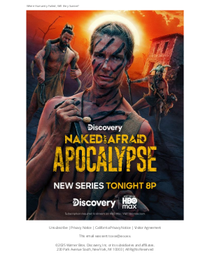 Discovery Channel - New Series Naked and Afraid: Apocalypse Premieres Tonight at 8p!