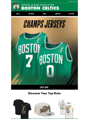 Boston Celtics Store - 2024 Champions: Shop Celtics Jerseys >>