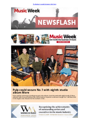 Music Week - Pulp could secure No.1 with eighth studio album More