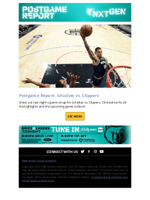 Memphis Grizzlies - Grizzlies vs. Clippers Postgame Report