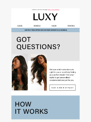 Luxy Hair - Got questions? Text our hair stylists!