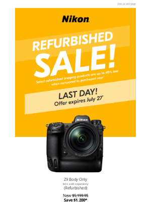 NikonUSA - Last Chance! Refurbished Sale Ends TODAY