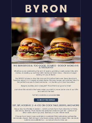 Byron - Burgers, buddies & a bargain - your summer just got tastier at Byron!🍔🍹
