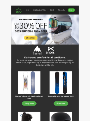 evo - Fresh Price Drops: Up to 30% Off 2025 Burton & Anon