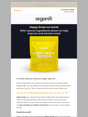 Organifi - 30% Savings: Happy Drops By Organifi