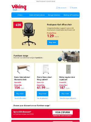 Viking Direct (United Kingdom) - 🪑 Get up to £100 discount on office furniture