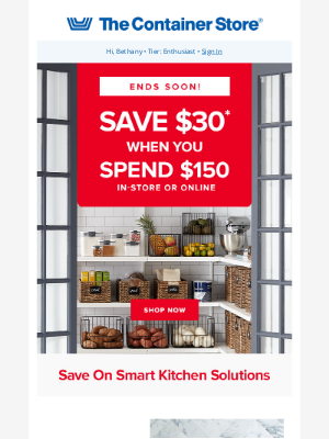 The Container Store - Ends Soon! Save $30 When You Spend $150