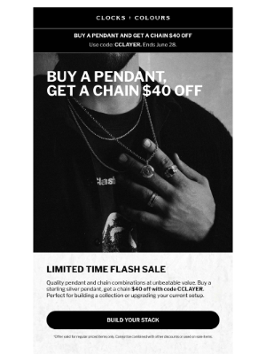 Clocks and Colours - Flash Sale: $40 Off Chains With Pendant Purchase