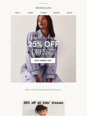 Monsoon (United Kingdom) - FINAL HOURS FOR 25% OFF DRESSES
