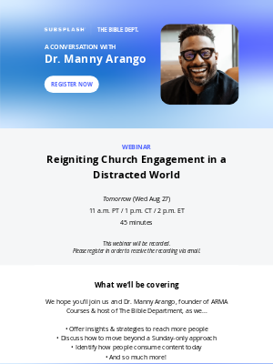 [Tomorrow] Live conversation with Dr. Manny Arango—last chance to register!
